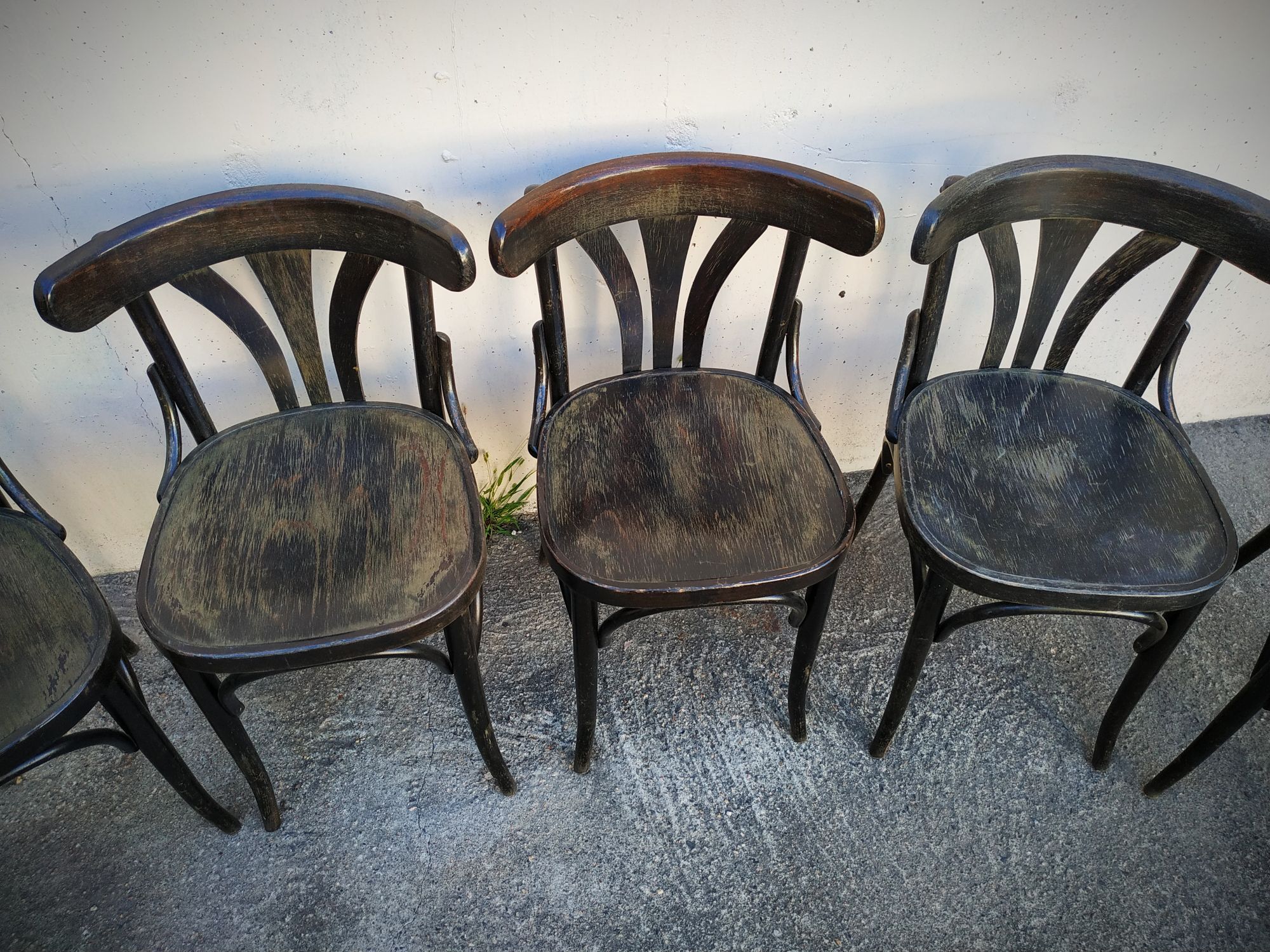 Series of eight bistro chairs