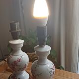 Pair of floral pattern bedside lamps