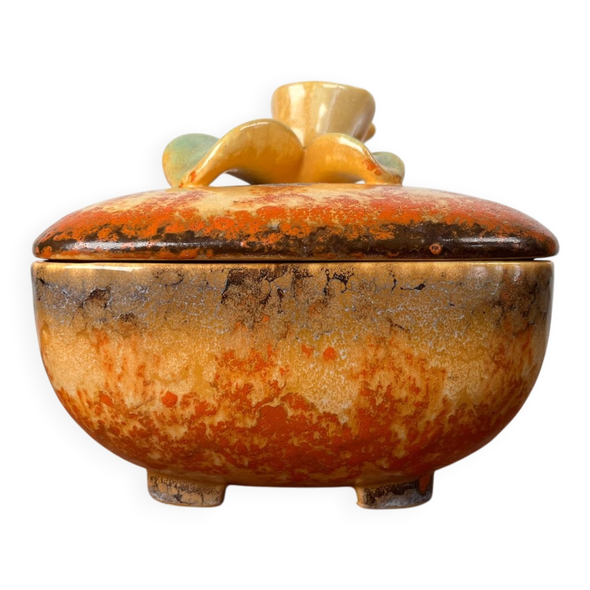 German Art Deco ceramic bowl with lid from Carstens Pottery.