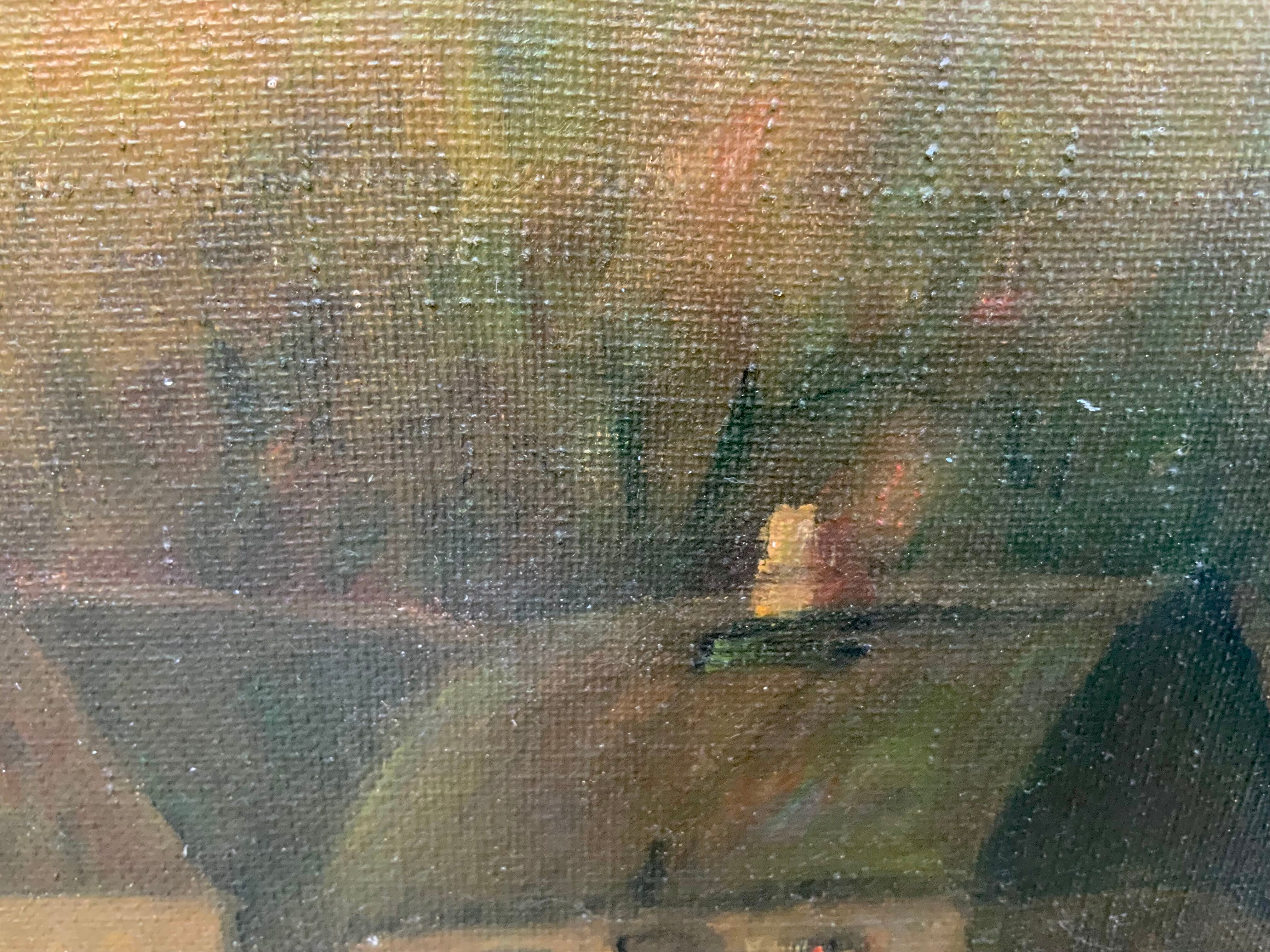 Vintage danish oil on canvas “sunset”, signed by a.takmar 1880-1960