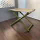 Tabouret pliable vintage Regency en hêtre italien et cuir