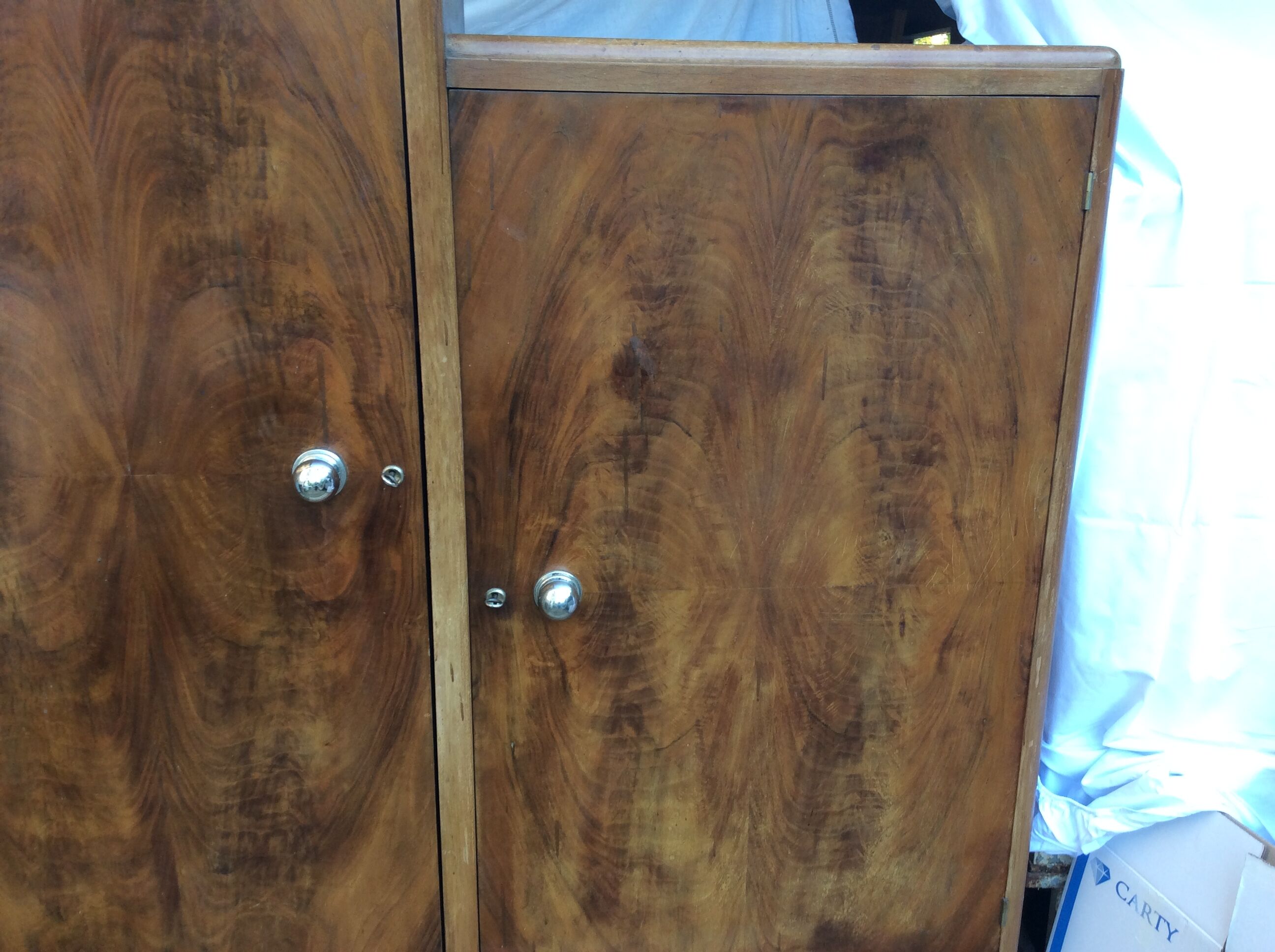 Period ART DECO 1925 Walnut wardrobe and magnifying glass d orme