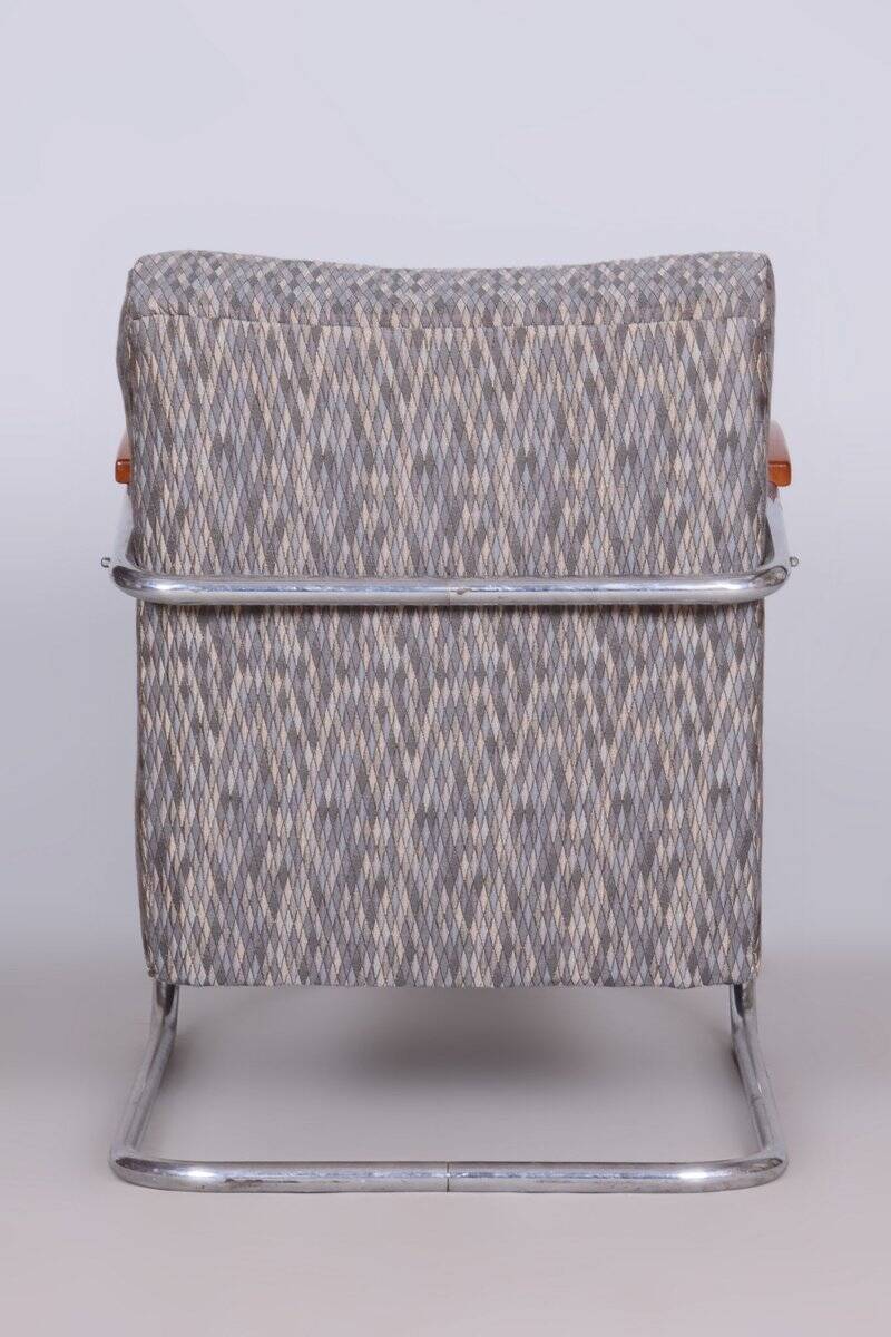 Czech Bauhaus Armchair in Chrome and Beech attributed to Mücke Melder, 1930s