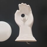 Hand-shaped ceramic and opaline globe, signed delfts wit