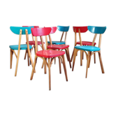 Lot 7 chairs bistro luterma "banana" 60s