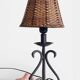 Spanish Hand Forged Wrought Iron Table Lamps with Hand Woven Wicker Shades