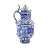 Large pitcher with gres Blue Ceramic ALLEMENAND WESTERWALD Meal scene