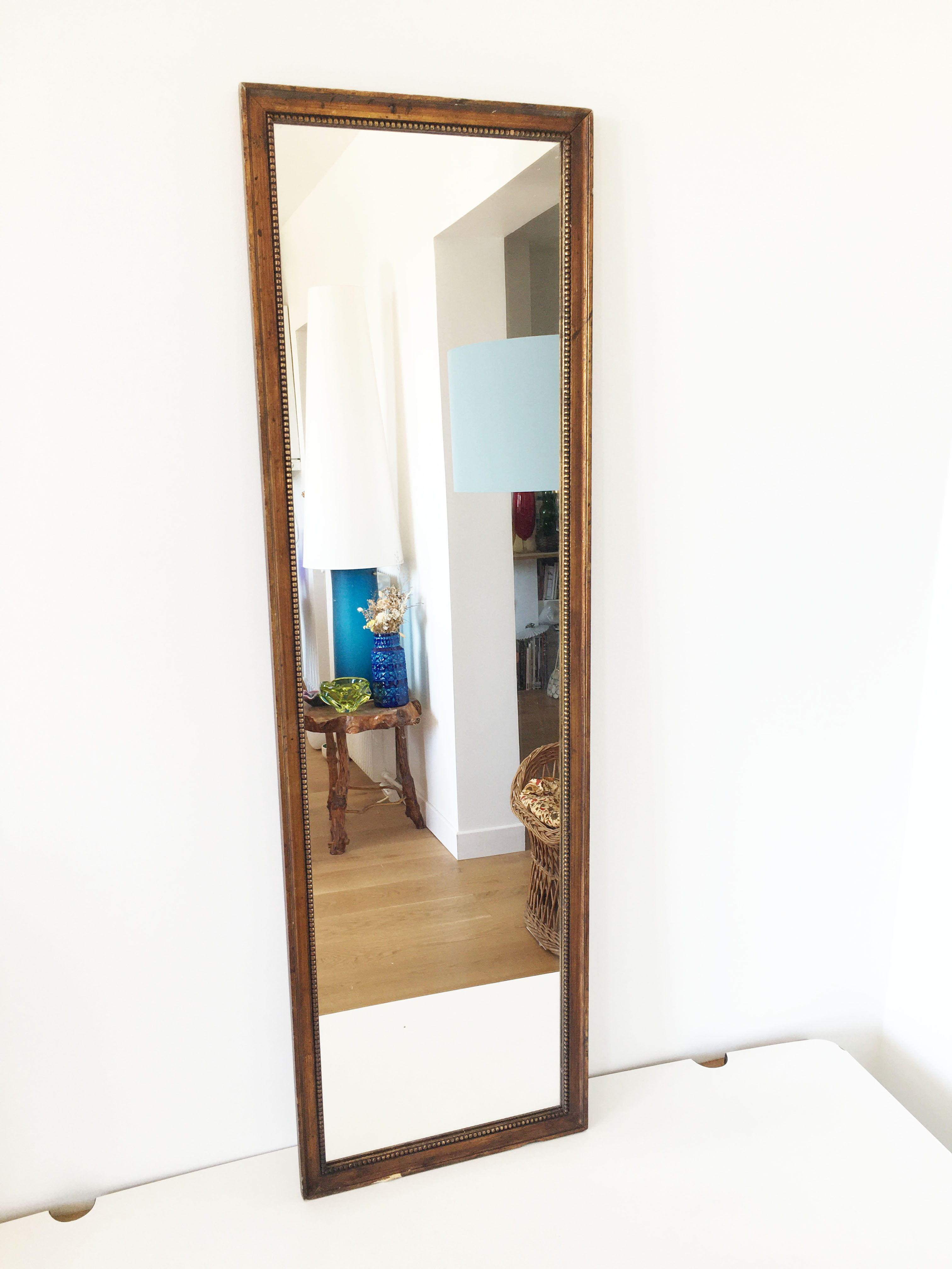 Gilded mirror in old wood - 116x35cm