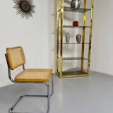 Large Hollywood Regency design shelf in gold-plated brass and smoked glass, 1960s