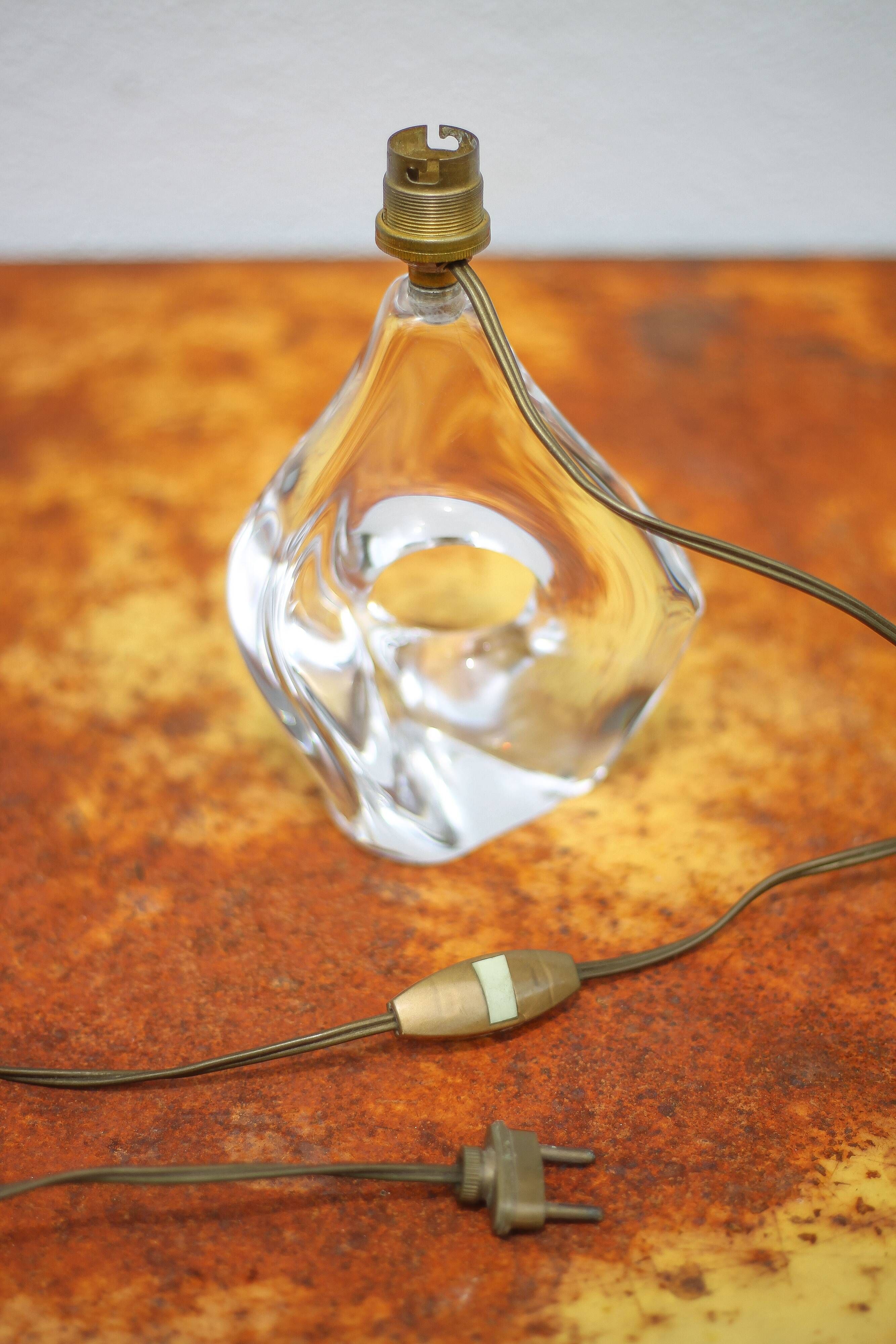 Daum France crystal lamp, vintage lamp, sculptural lamp