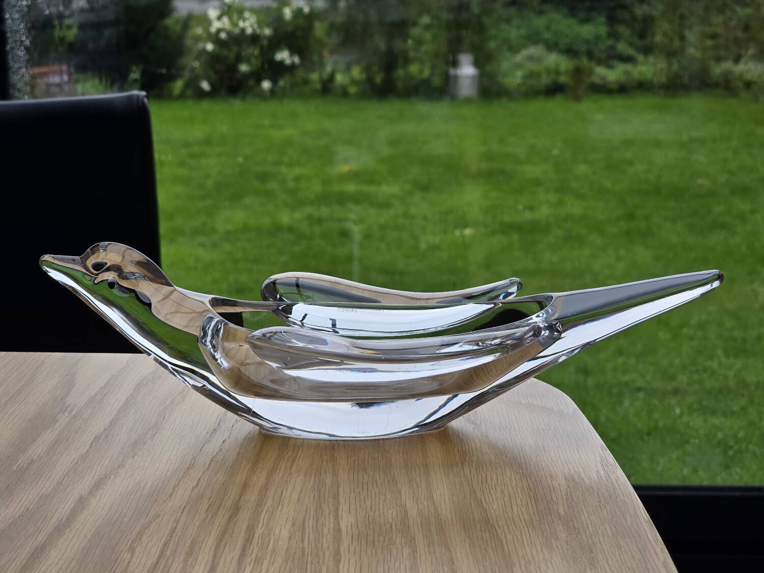 Plate, swallow bird ashtray in French glass from Vanne 1960.