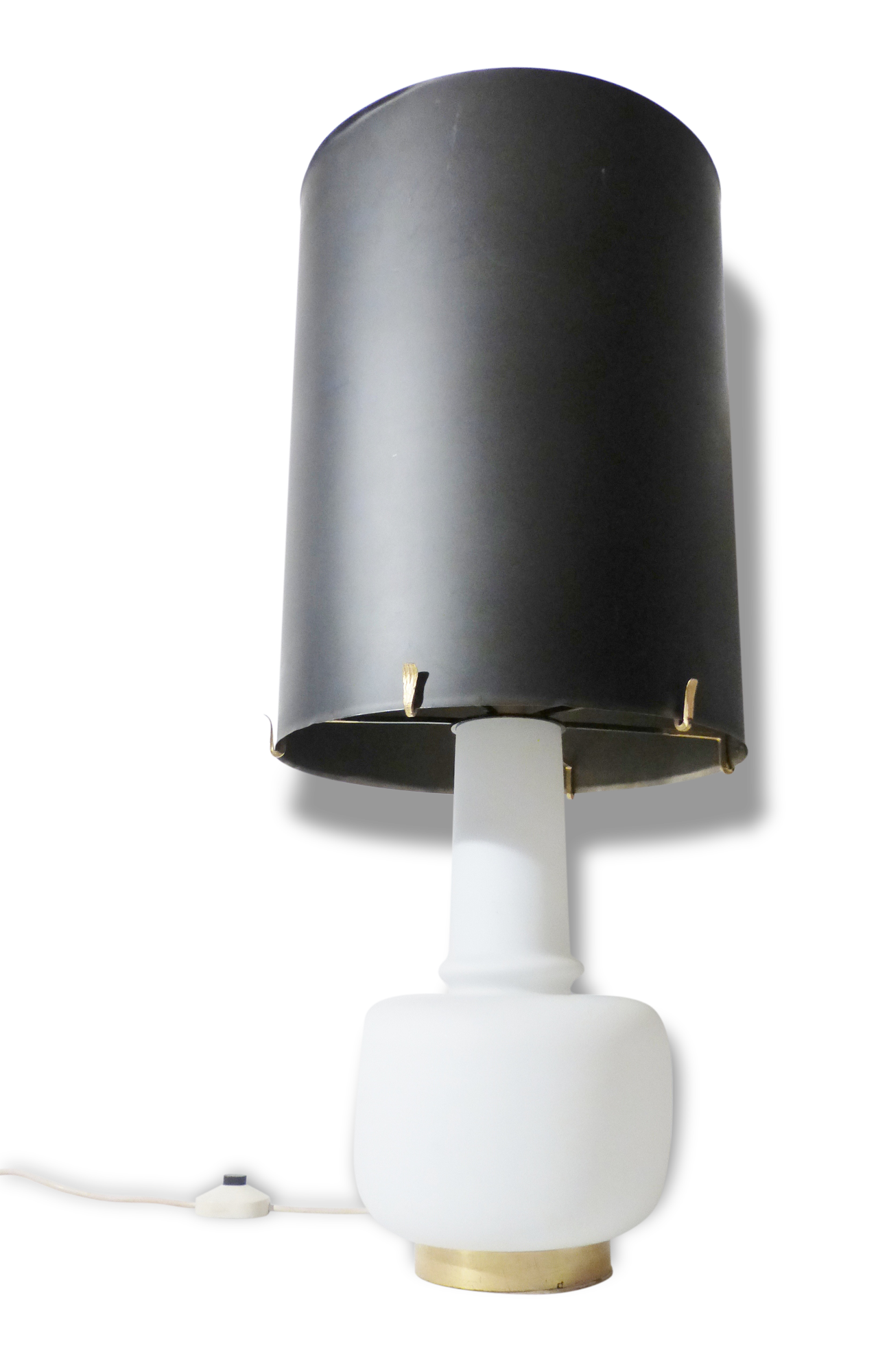 Chic & important lamp ambient opaline & giant Lampshade stainless 1970 vintage seventies