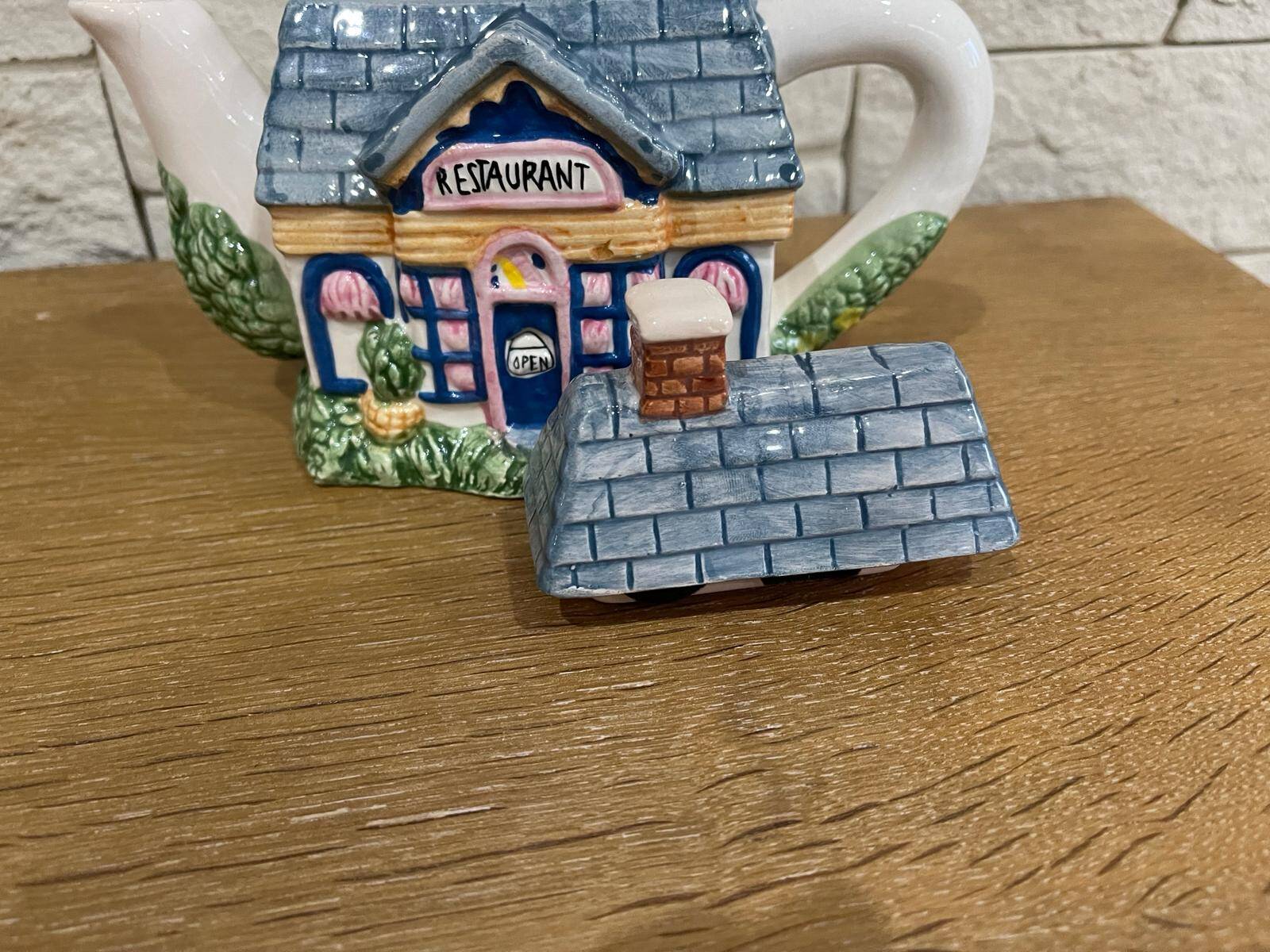 multi-colored teapot, slip style