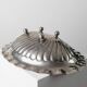 Silver-plated metal vintage bowl with curved rim and relief - Italian 1940s centrepiece