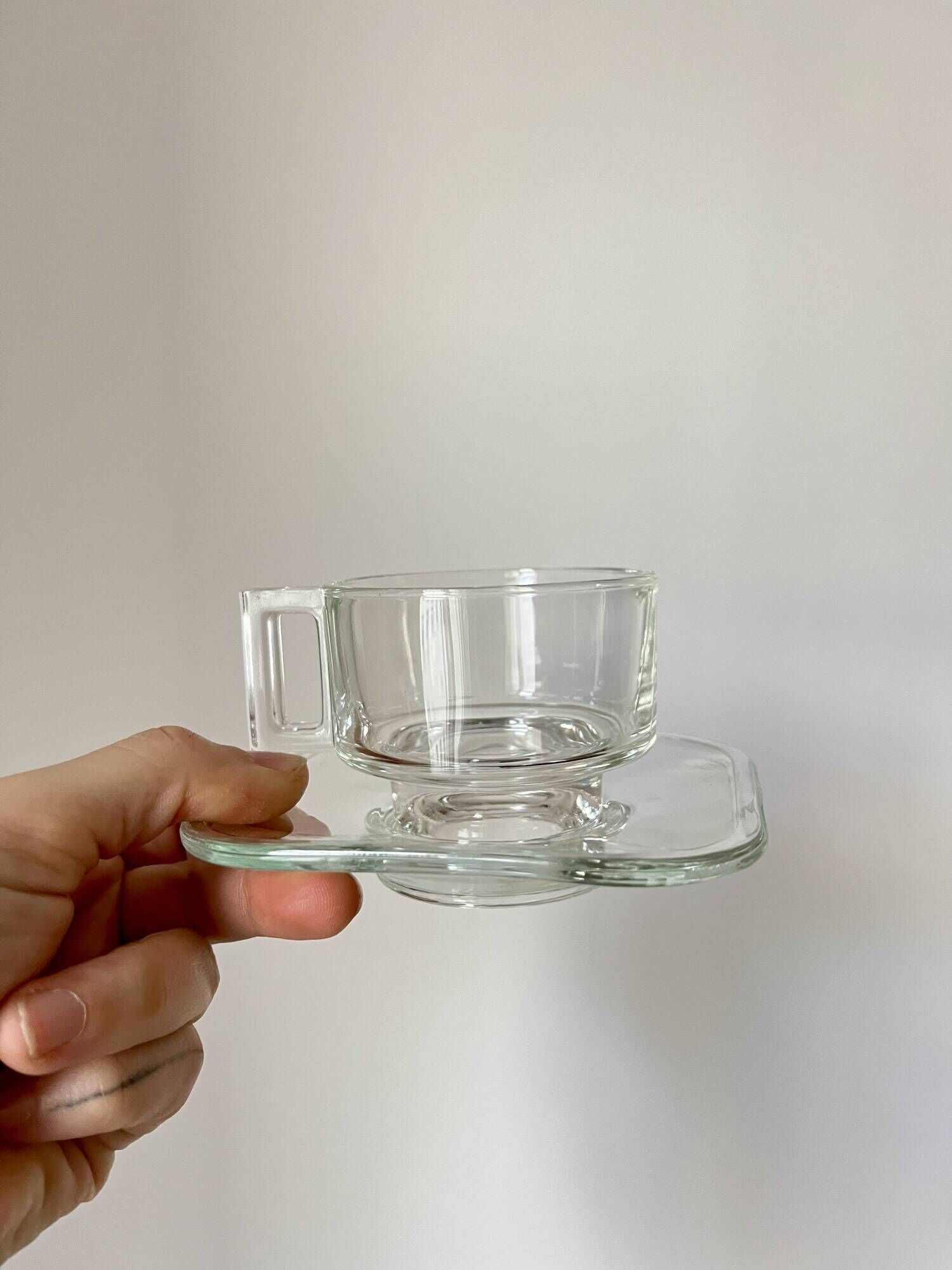 1 Joe Colombo “Arno” Coffee Cup & Saucer – Vintage Italian Modern Glass
