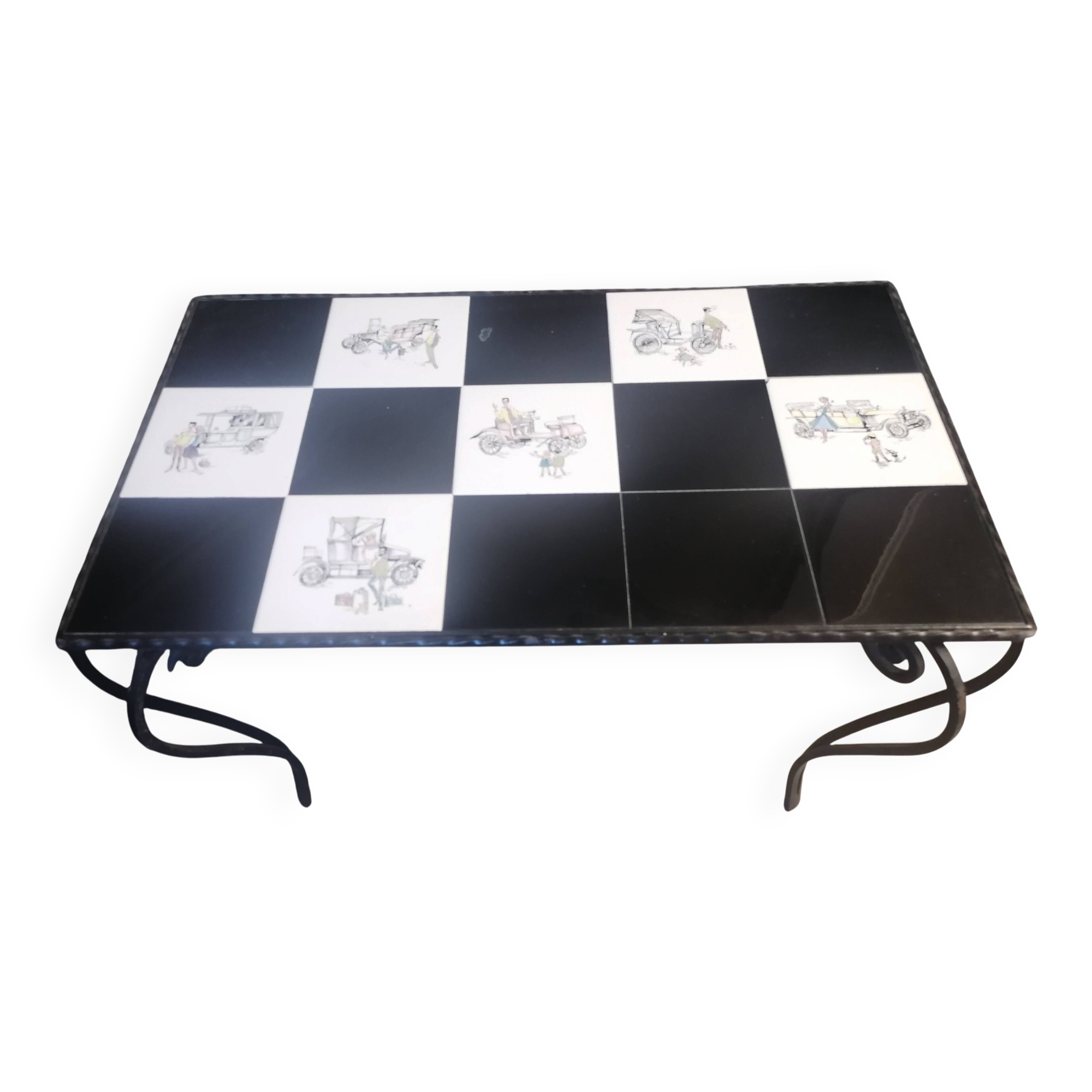 Table basse plateau carrelé