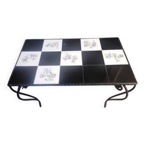 Table basse plateau carrelé