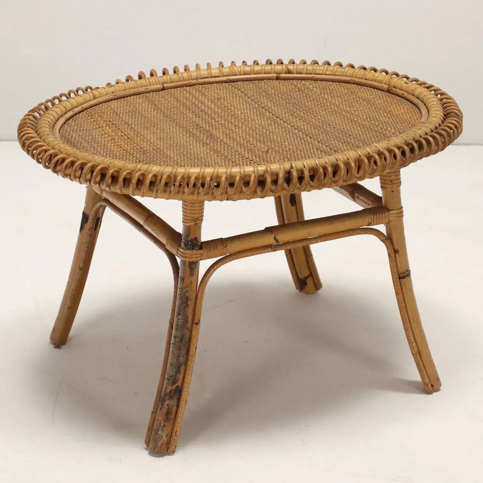 Vintage bamboo coffee table, Italy, 1950s-1960s.