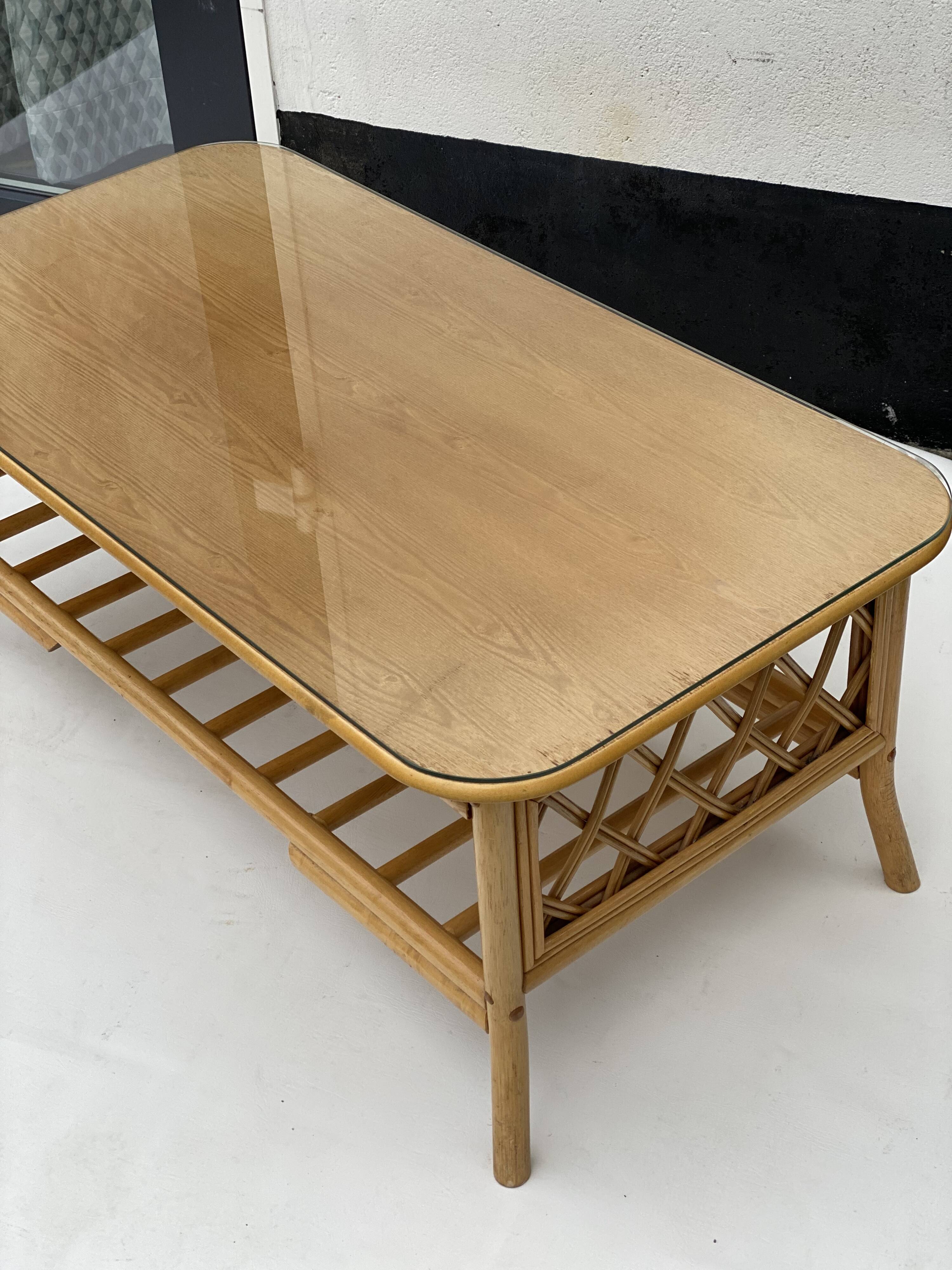 Bamboo Coffee Table with Pine Wood Top