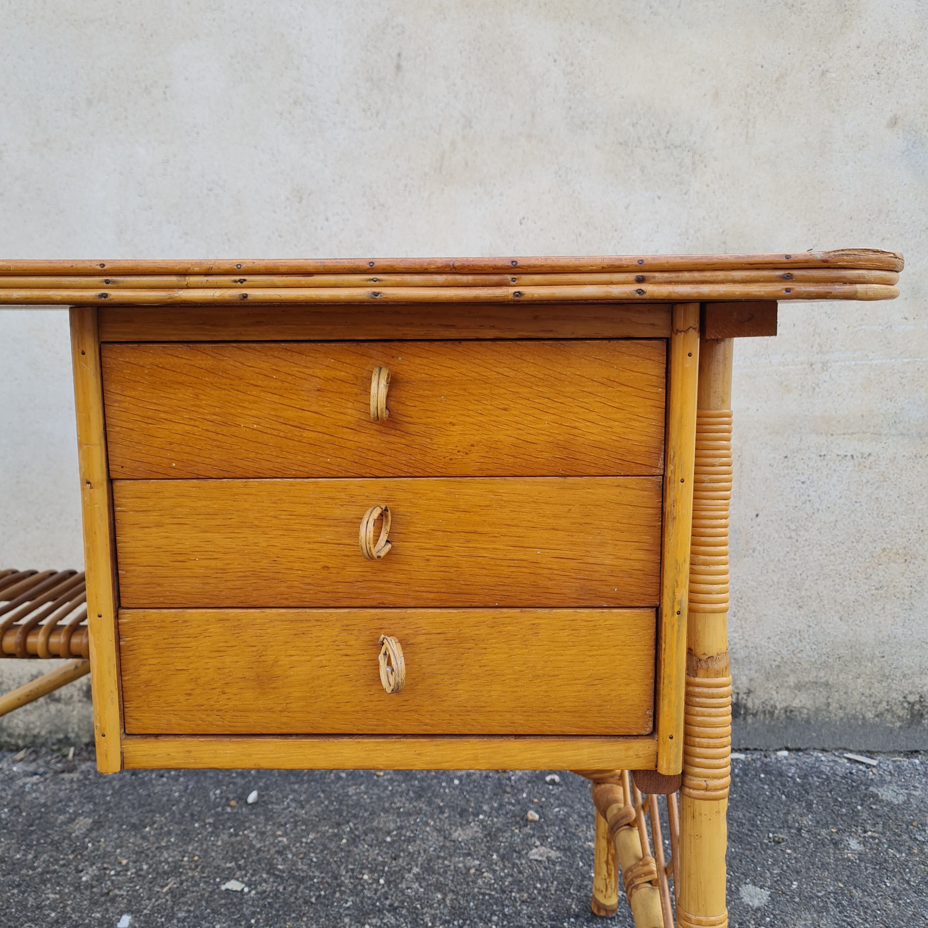 Louis Sognot rattan office 1960