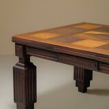 Art Deco table or desk, solid oak and marquetry, France 1930