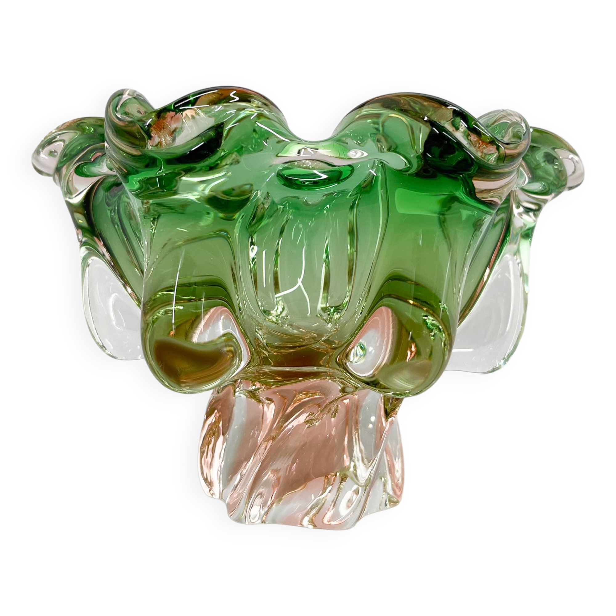 1960's Art Glass Bowl by Josef Hospodka for Chribska Glassworks, Czechoslovakia