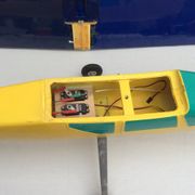 Model airplane circa 1980 years with gasoline engine in plastic dimension H-25cm- L-105- Pr-170
