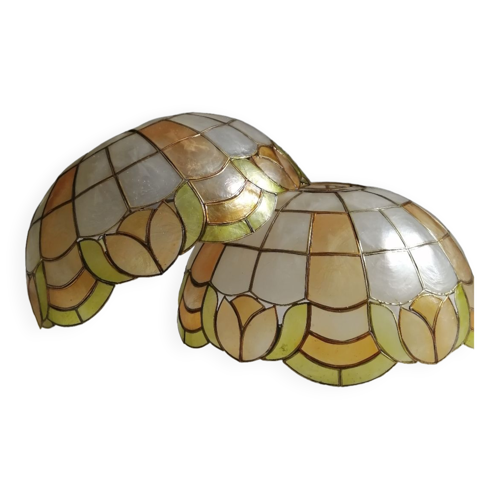 Pair of mother-of-pearl lampshades