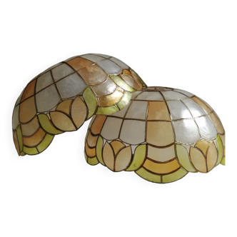 Pair of mother-of-pearl lampshades