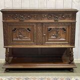 Early 20th century Breton oak serving trolley with a marble top