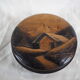 Large blackened wooden box mountain landscape folk art early / mid twentieth