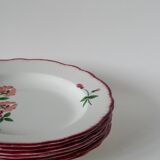 Set of 7 Salins soup plates with serrated edges with flowers 1950