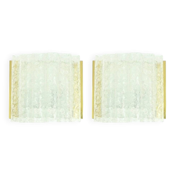 Pair of Mid-Century Modern Murano Ice Glass Wall Lights from Doria, 1960s