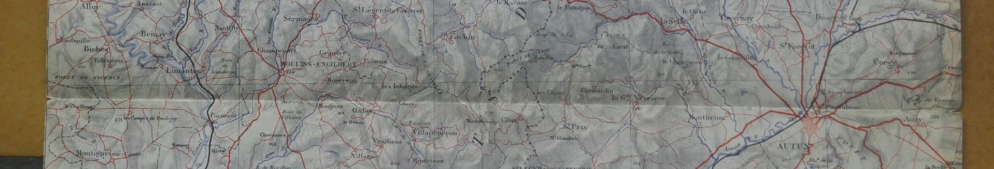 Old map of the Autun region Château Chinon