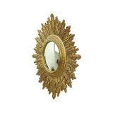 Miroir soleil Sunburst XL en résine dorée