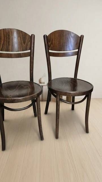 Set of 4 ton wooden dining chairs, 20th century, czechoslovak, 90 × 46 cm