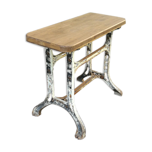 Console en fonte et bois sur piétement industriel