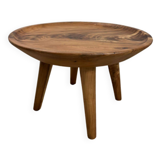 Round wooden coffee table / wabi sabi style coffee table