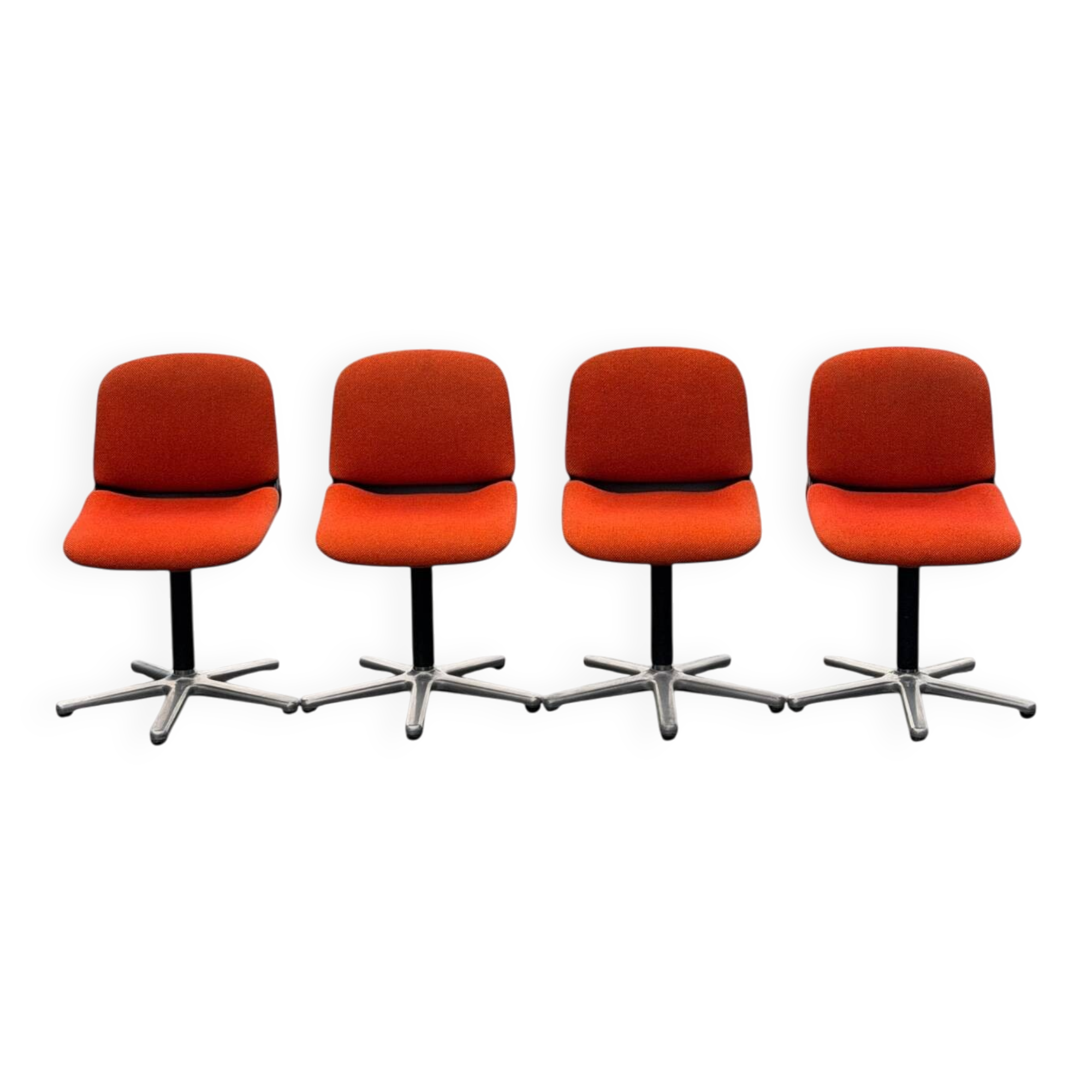 4 vintage chairs, model 231/5 in orange fabric by Wilkhahn.