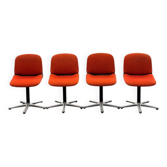 4 vintage chairs, model 231/5 in orange fabric by Wilkhahn.