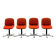 4 vintage chairs, model 231/5 in orange fabric by Wilkhahn.