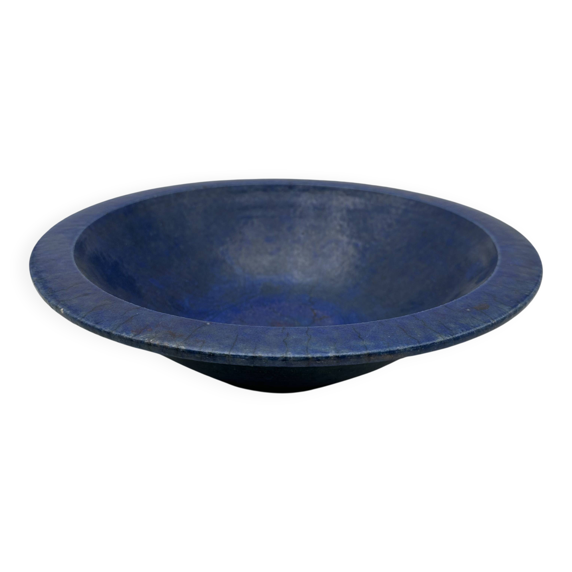 Brutalist Cup in Deep Blue Glazed Ceramic, Signed Studio Piece