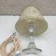 Old molded glass lamp + shade cream & gold 70s vintage