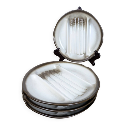 4 assiettes à asperges - faïencerie Salins