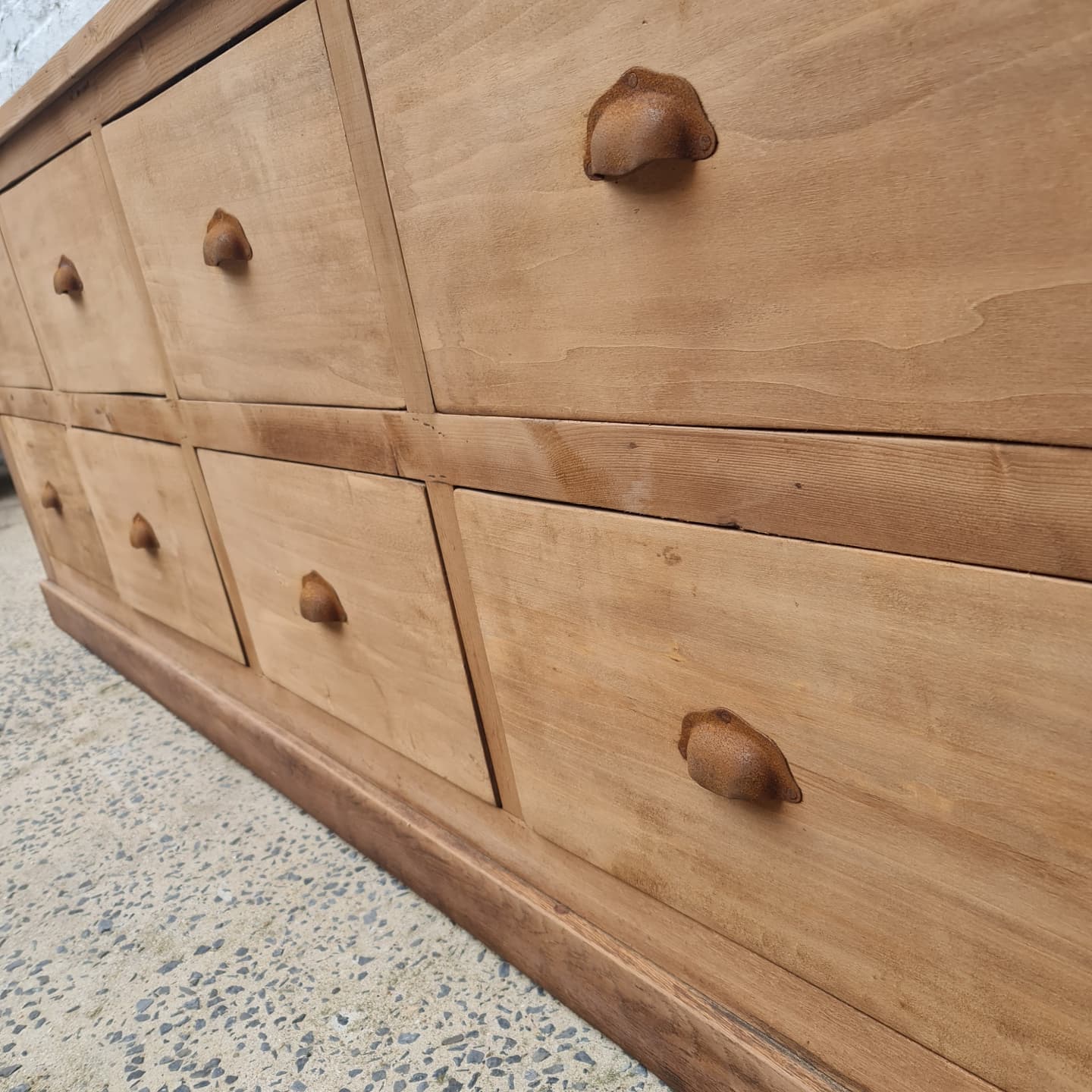 Furniture by trade eight large drawers raw wood