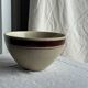 Large speckled beige salad bowl with ochre trim H14 D25