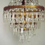 1900s Brass and Crystal Cascade Chandelier