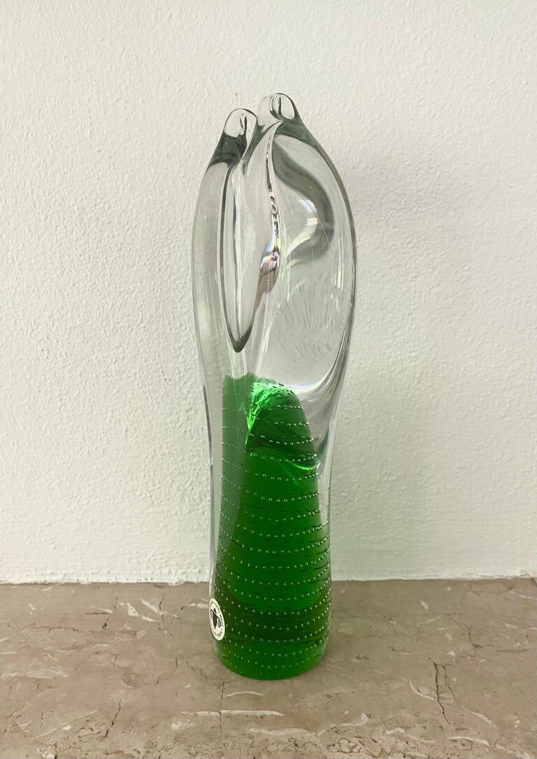 Czech Art Glass Vase, Centerpiece by Pavel Juda for Beranek Glass, 1985