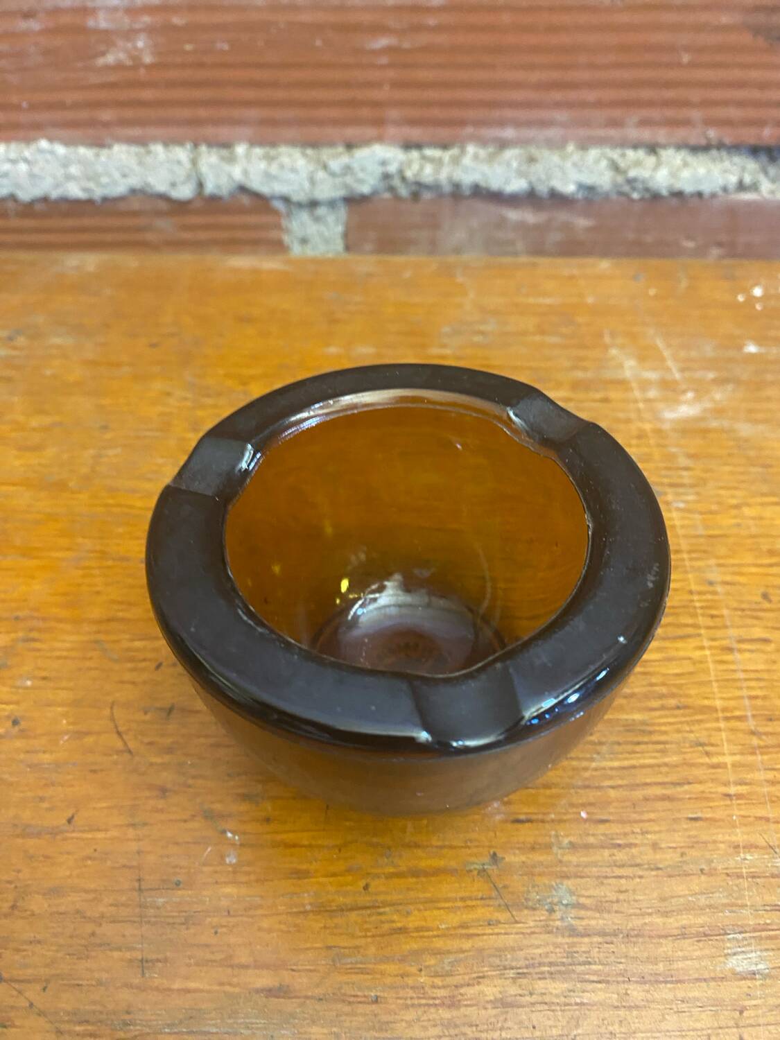 Antique Ashtray Glassware BRUSH Old Rouen Molded Glass France Vintage