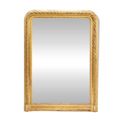 Miroir du XIXe siècle patiné avec cadre à faux ruban